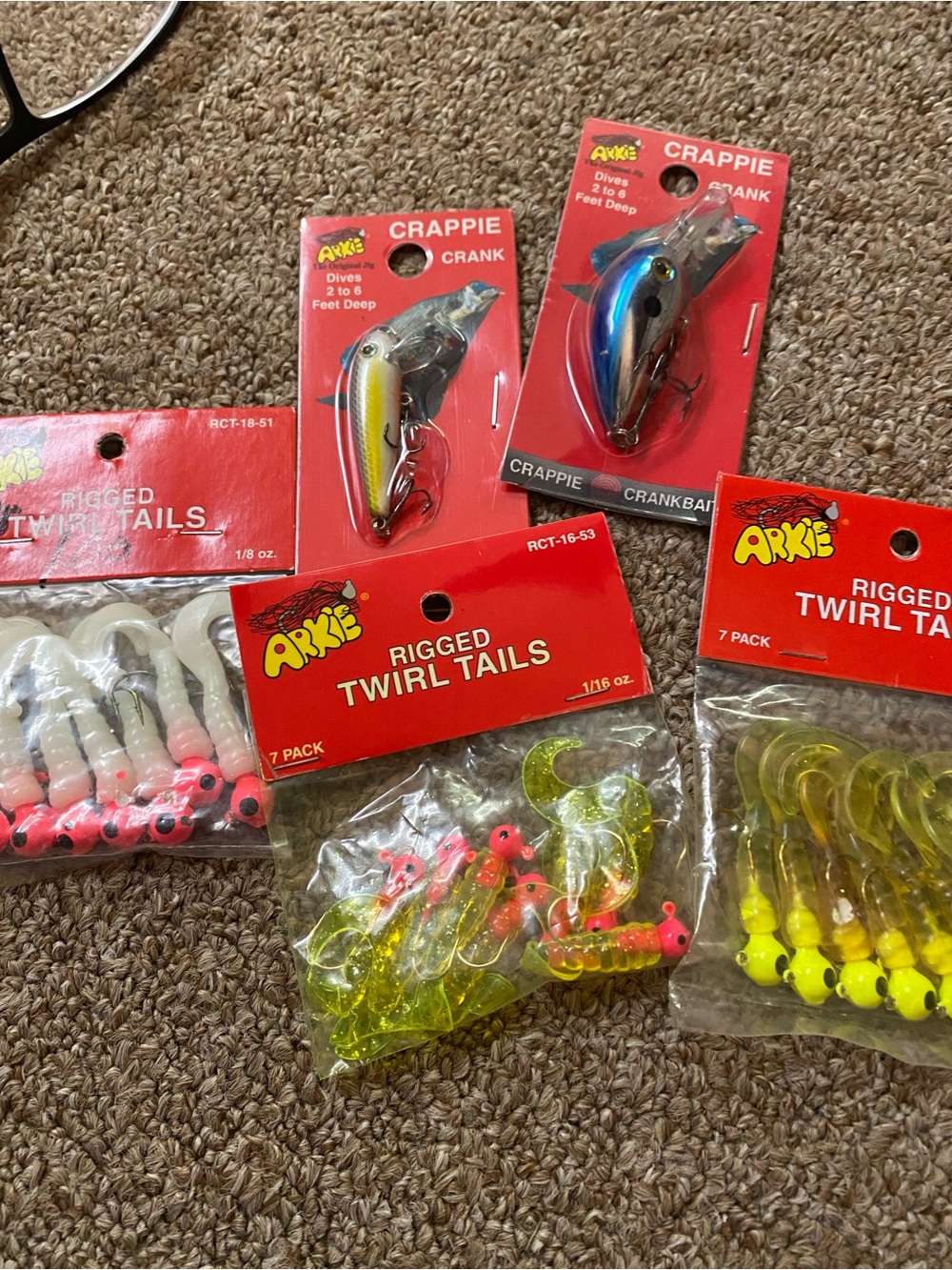 Rigged Twirl Tails Fishing Lures Pack - Yellow